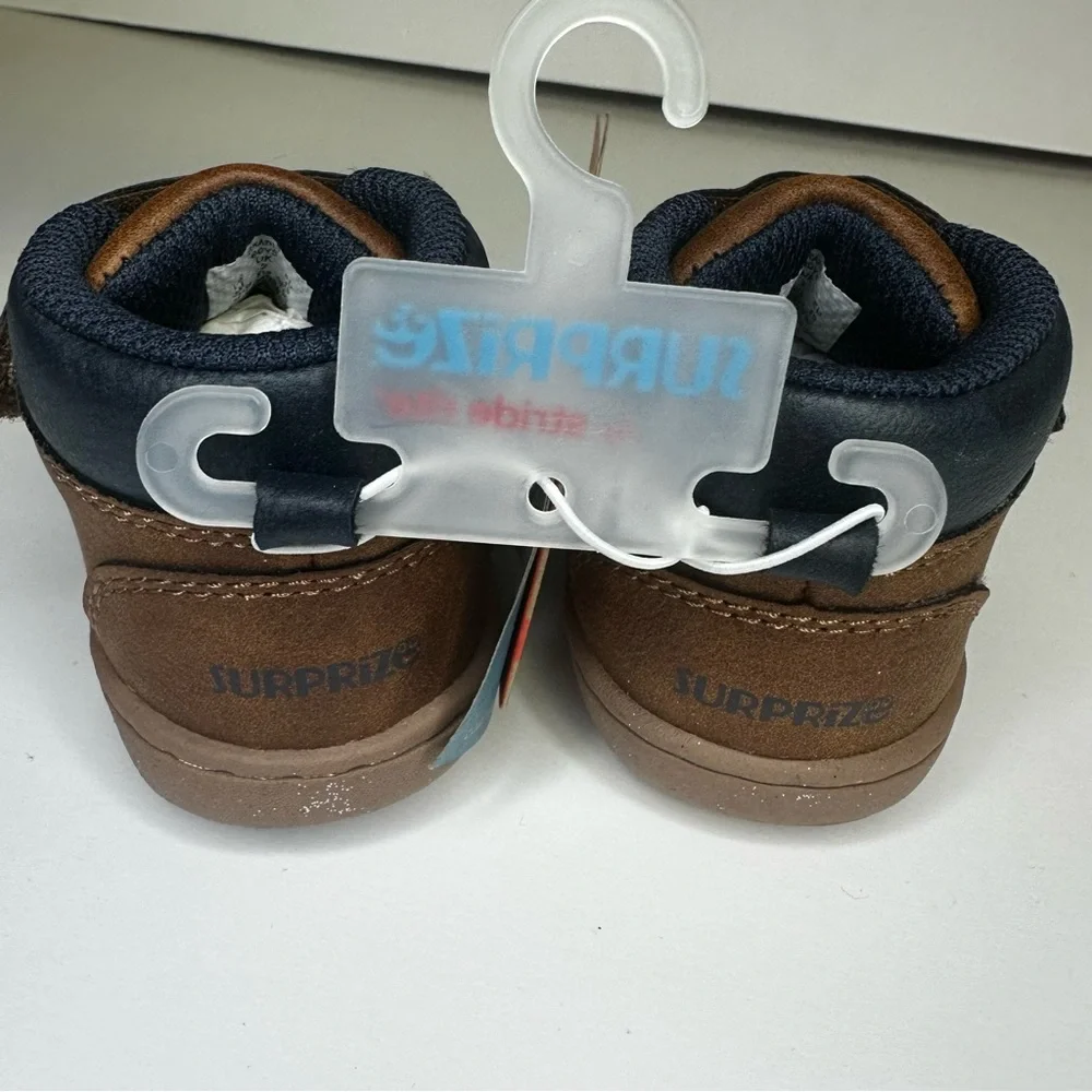 Surprize by Stride Rite Stylish Brown Baby Walker Shoes with Navy Accents